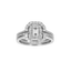 Anello Doppio Contorno Oro Bianco 18K con Diamanti Round e Emerald Cut
