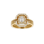 Anello Doppio Contorno Oro Giallo 18K con Diamanti Round e Emerald Cut