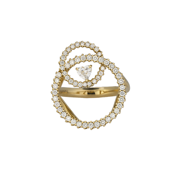 Anello in oro giallo 18K con diamanti con cuore