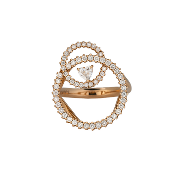 Anello in oro rosa 18K con diamanti con cuore