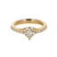 Anello Oro Giallo 18K con Diamanti Round e Heart Cut