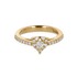 Anello Oro Giallo 18K con Diamanti Round e Heart Cut