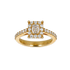 Anello grande in oro giallo 18K con diamanti con centrale emerald cut