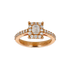 Anello grande in oro rosa 18K con diamanti con centrale emerald cut