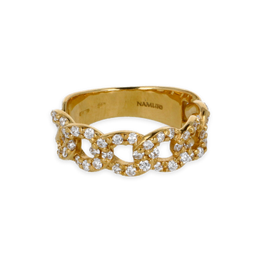 Anello oro giallo 18K con diamanti groumette grande