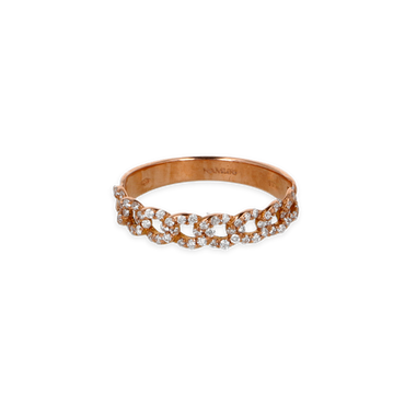 Anello oro rosa 18K con diamanti groumette piccolo