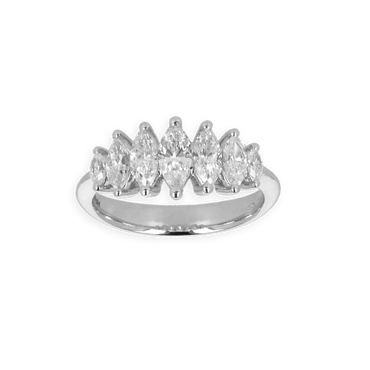 Anello Degradè Oro Bianco 18K con 7 diamanti Taglio Navette