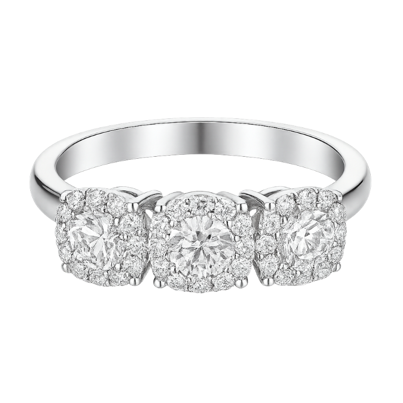 Anello trilogy mirage oro bianco 18K con diamanti da 0.26 a 0.95 ct