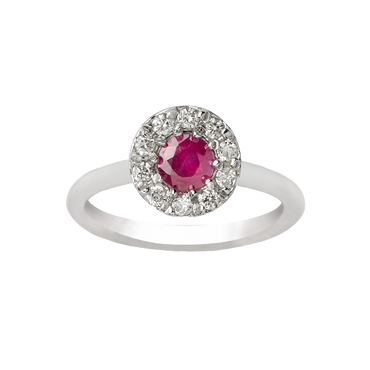 Anello Oro bianco 18K con Diamanti e Rubino