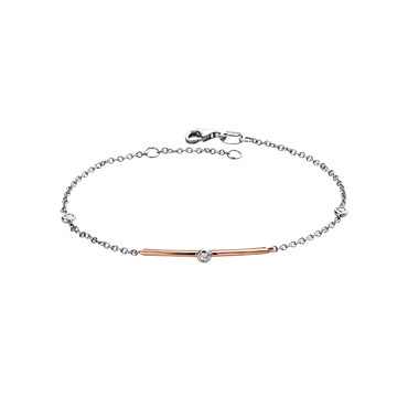 Bracciale Semirigido Oro Bianco/Rosa 18K con Diamanti