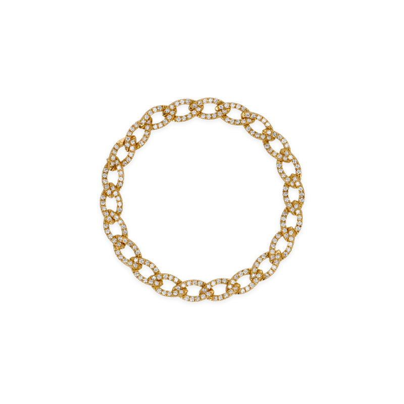 Bracciale Groumette in oro giallo 18K con Diamanti Pavè