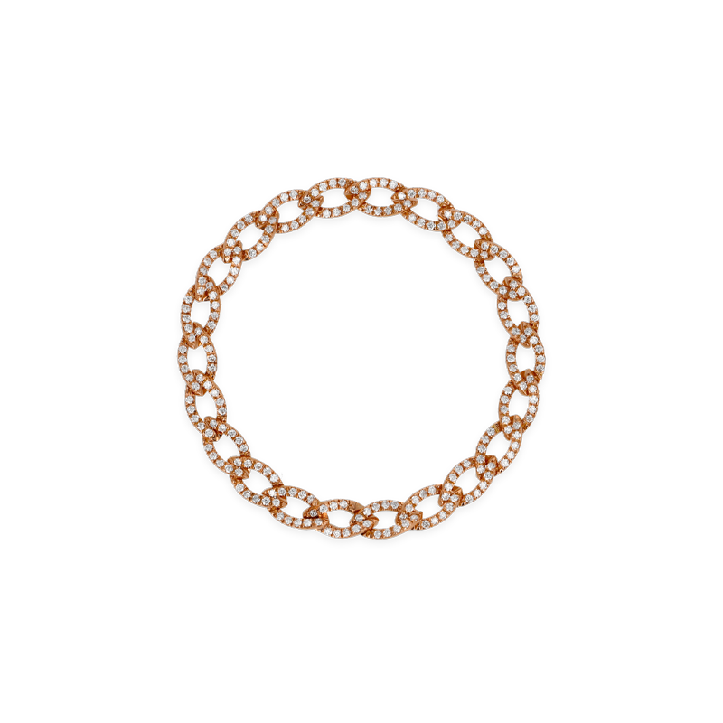 Bracciale Groumette in oro rosa 18K con Diamanti Pavè