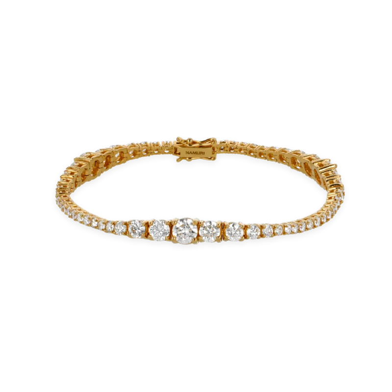 Bracciale Degradè in Oro Giallo 18K con Diamanti da 2.55 a 7.15 ct