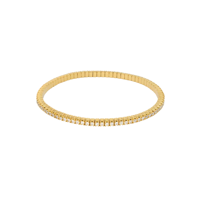 Bracciale elastico tennis a filo in oro giallo 18K con diamanti da 1.70 a 4.05 ct