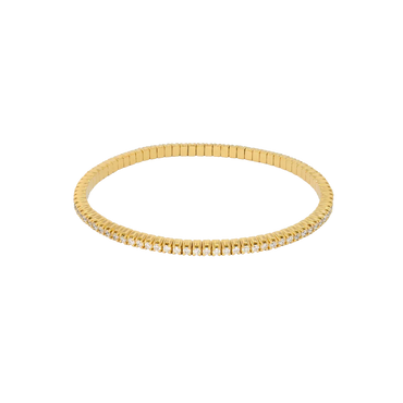 Bracciale elastico tennis a filo in oro giallo 18K con diamanti da 1.70 a 4.05 ct