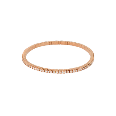 Bracciale elastico tennis a filo in oro rosa 18K con diamanti da 1.70 a 4.05 ct