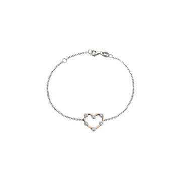Bracciale Cuore Oro Bianco/Rosa 18K con Diamanti