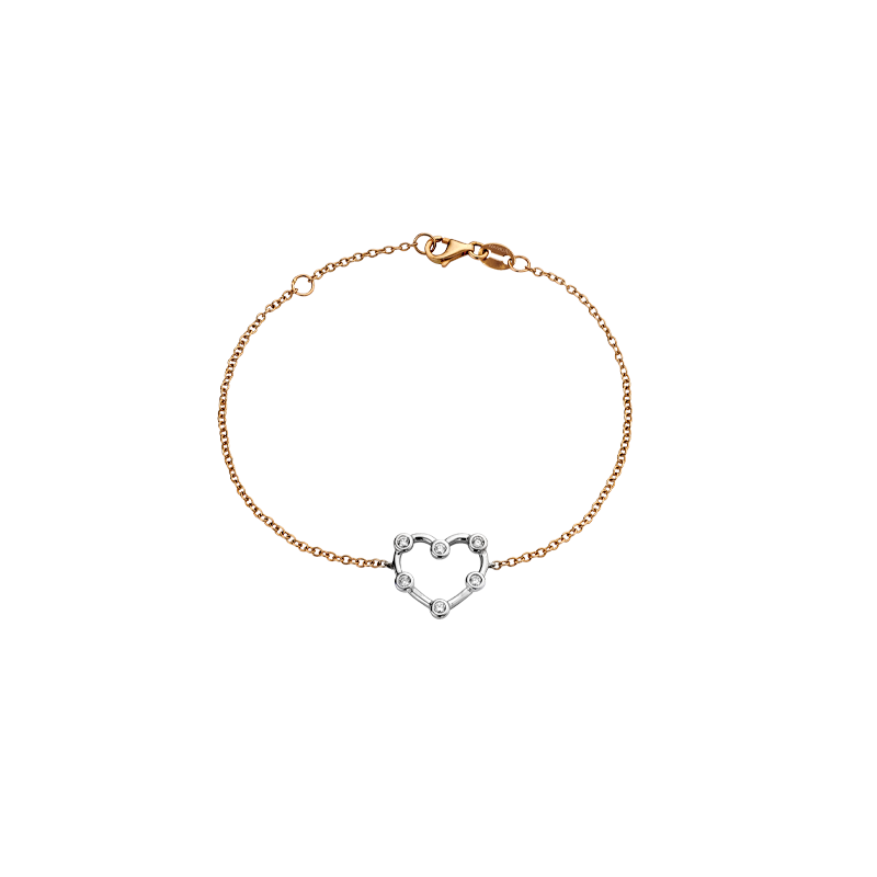 Bracciale Cuore Oro Rosa/Bianco 18K con Diamanti