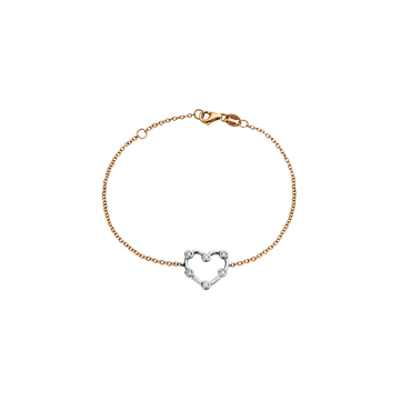 Bracciale Cuore Oro Rosa/Bianco 18K con Diamanti