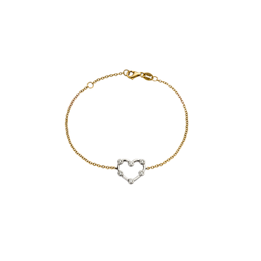 Bracciale Cuore Oro Giallo/Bianco 18K con Diamanti