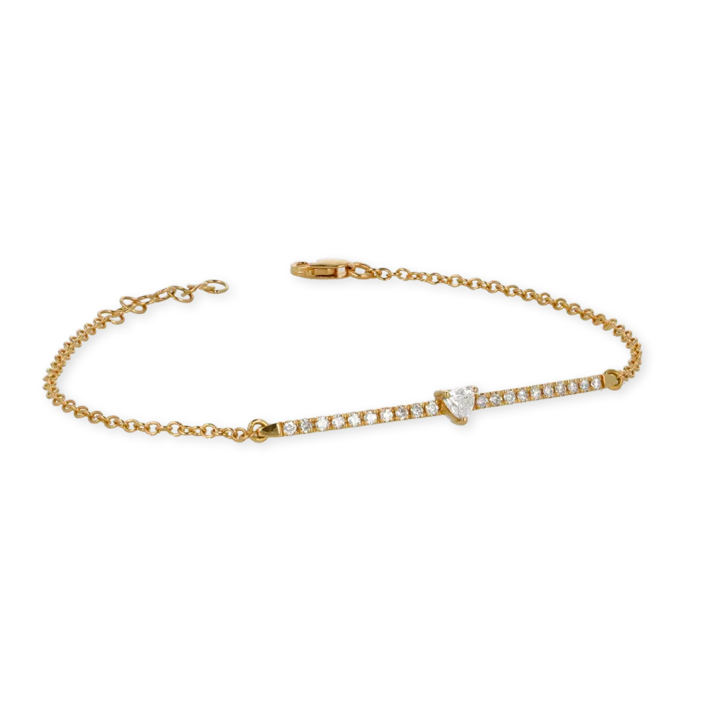 Bracciale oro giallo 18K con diamanti taglio cuore