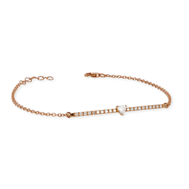 Bracciale oro rosa 18K con diamanti taglio cuore