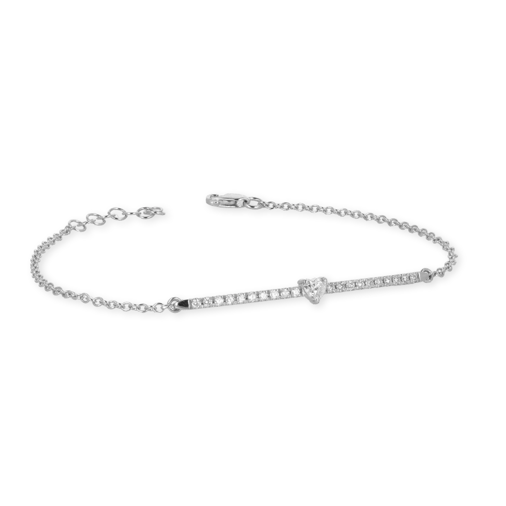Bracciale oro bianco 18K con diamanti taglio cuore