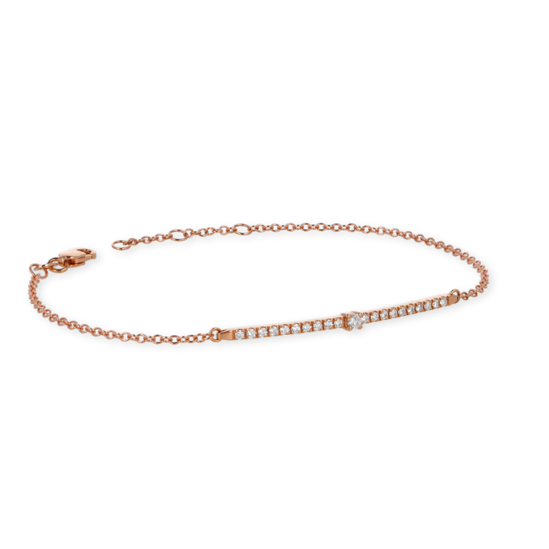 Bracciale oro rosa 18K con diamanti bianchi spot centrale