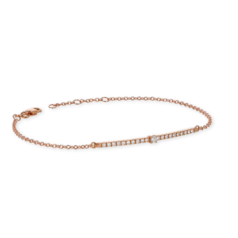 Bracciale oro rosa 18K con diamanti bianchi spot centrale