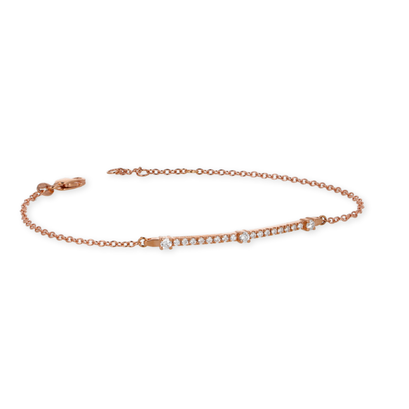 Bracciale oro rosa 18K con diamanti bianchi 3 spot