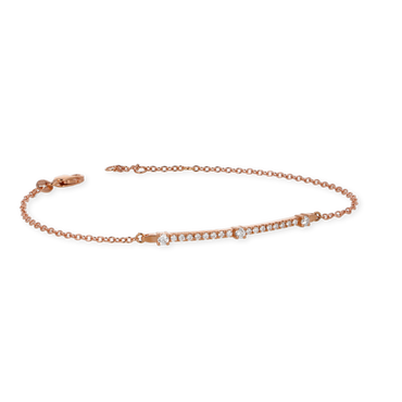 Bracciale oro rosa 18K con diamanti bianchi 3 spot