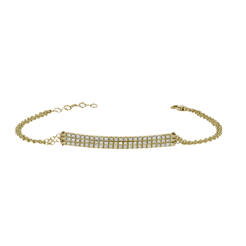 Bracciale oro giallo 18K con diamanti 3 file