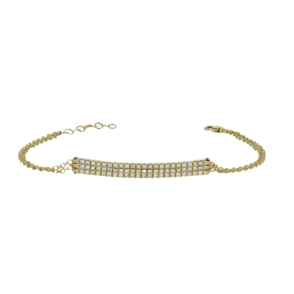 Bracciale oro giallo 18K con diamanti 3 file