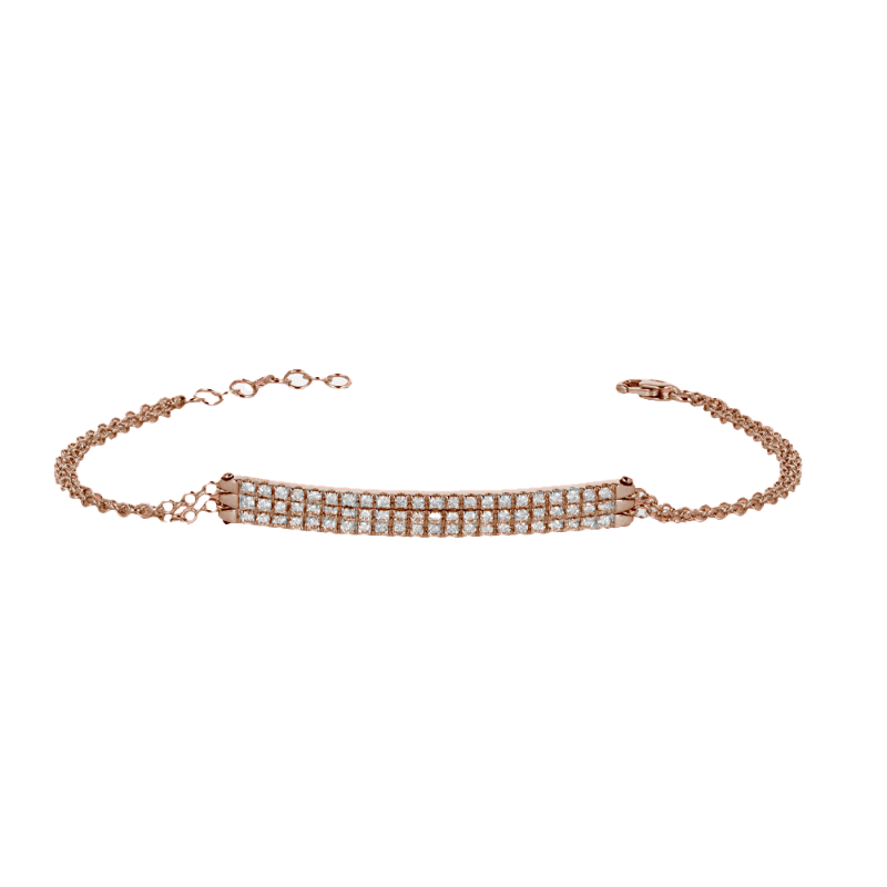 Bracciale oro rosa 18K con diamanti 3 file