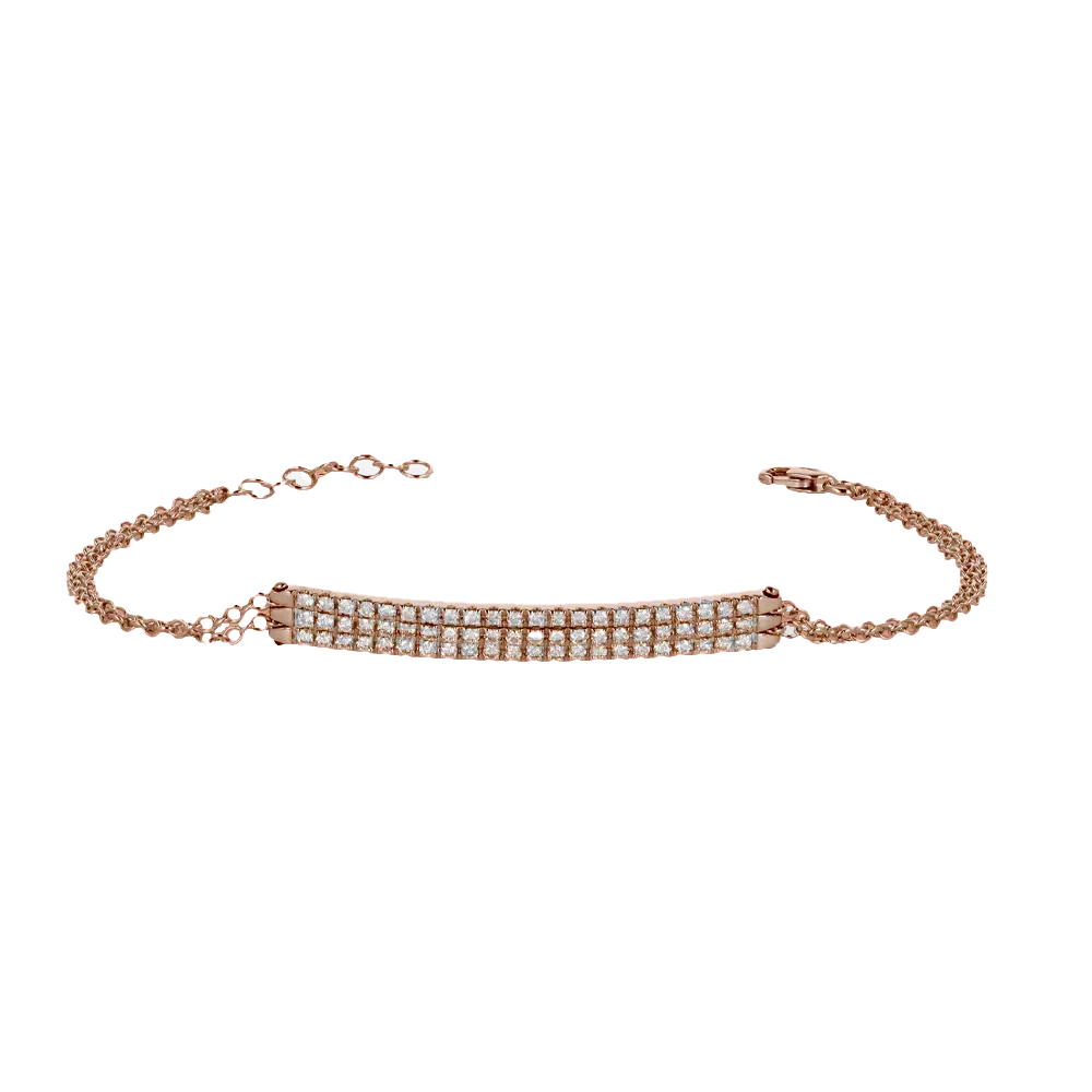 Bracciale oro rosa 18K con diamanti 3 file