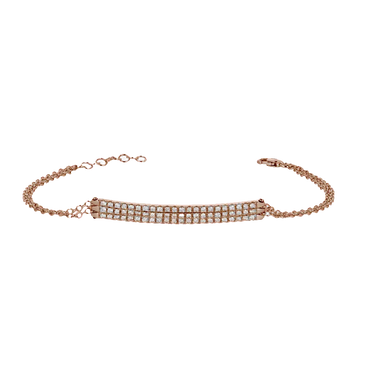 Bracciale oro rosa 18K con diamanti 3 file