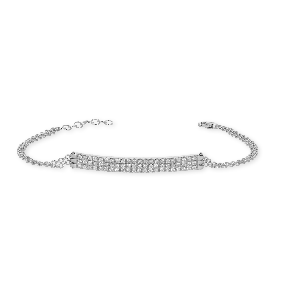 Bracciale oro bianco 18K con diamanti 3 file