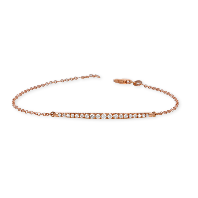 Bracciale oro rosa 18K con diamanti degradè