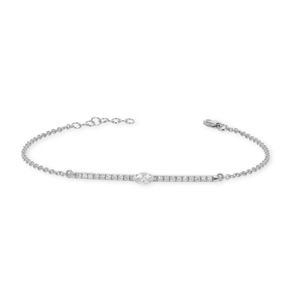 Bracciale oro bianco 18K con diamanti taglio navette