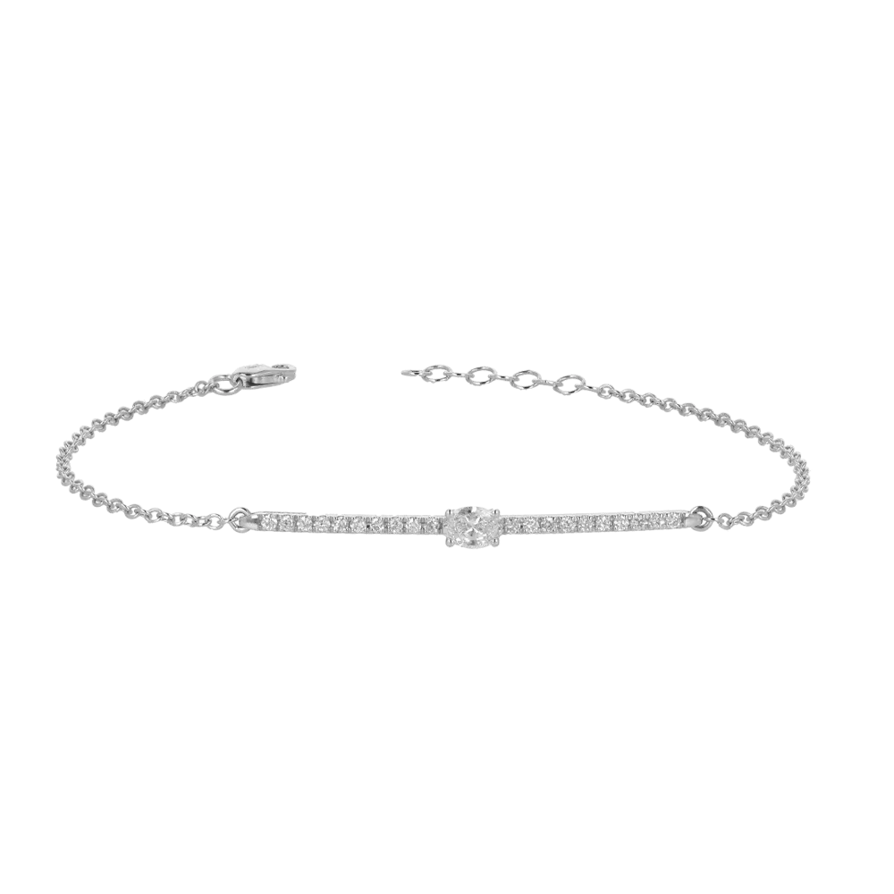 Bracciale oro bianco 18K con diamanti taglio ovale