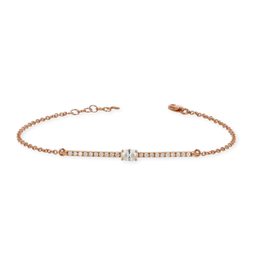 Bracciale oro rosa 18K con diamanti taglio ovale
