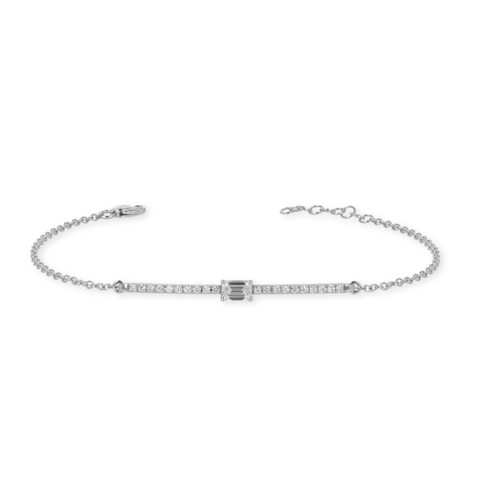 Bracciale oro bianco 18K con diamanti taglio smeraldo