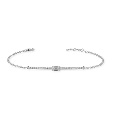 Bracciale oro bianco 18K con diamanti taglio smeraldo