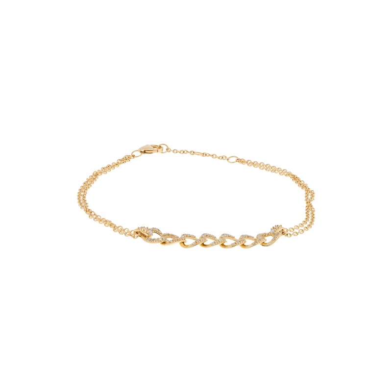 Bracciale groumette oro giallo 18K con diamanti da 0.25 a 1.20 ct