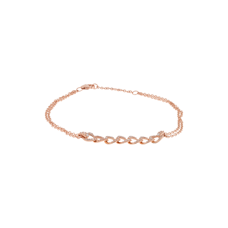 Bracciale groumette oro rosa 18K con diamanti da 0.25 a 1.20 ct