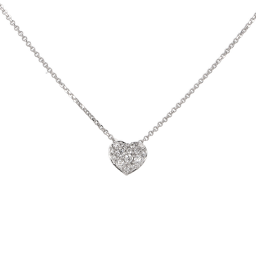 Ciondolo oro bianco 18K con diamanti pavè cuore