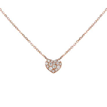 Ciondolo oro rosa 18K con diamanti pavè cuore