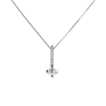 Ciondolo oro bianco 18K con diamanti con centrale round da 0.18 a 0.28 ct