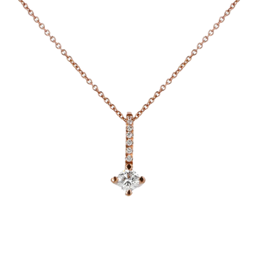 Ciondolo oro rosa 18K con diamanti con centrale round da 0.18 a 0.28 ct