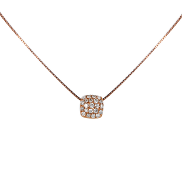 Ciondolo oro rosa 18K con diamanti pavè quadro